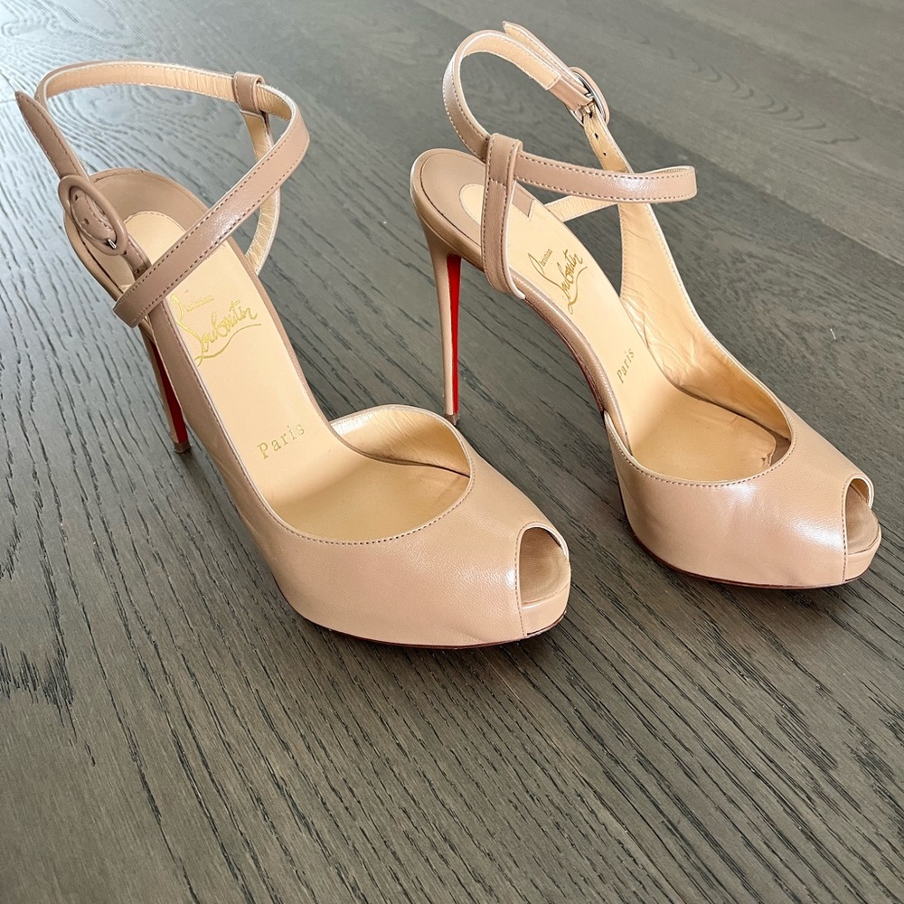 Christian Louboutin Jenlove Ankle Strap Peep Toe Stiletto